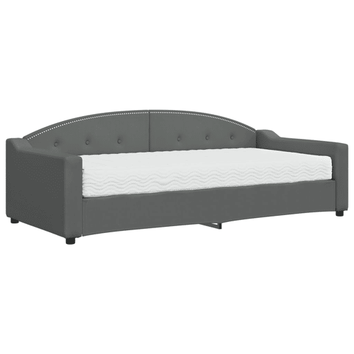Sofá-cama, Sofá conversível com colchão 90x200 cm tecido cinzento-escuro