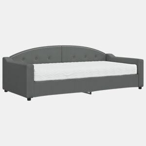 Sofá-cama, Sofá conversível com colchão 90x200 cm tecido cinzento-escuro