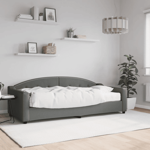 Sofá-cama, Sofá conversível com colchão 90x200 cm tecido cinzento-escuro