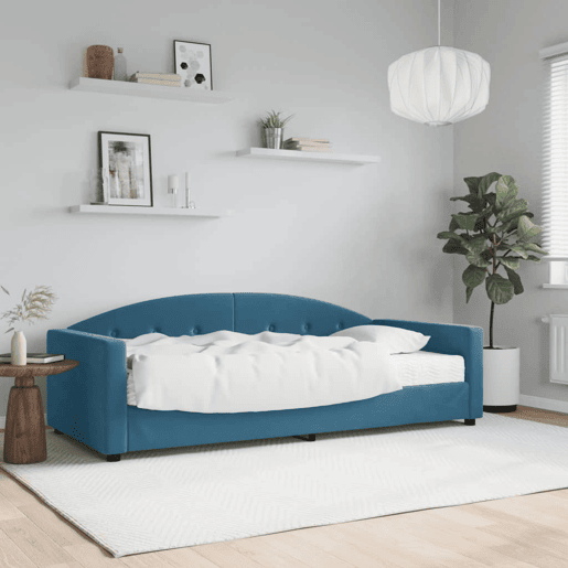 Sofá-cama, Sofá conversível com colchão 90x200 cm veludo azul