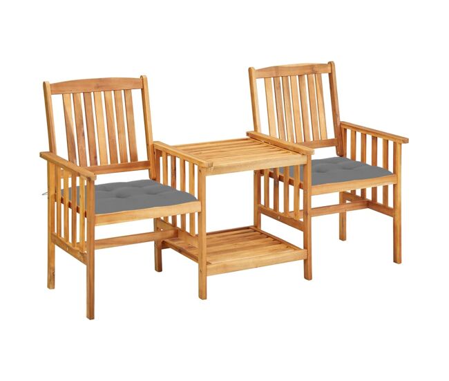 Conjunto de sillas y mesita de jardín - muebles de jardín con cojines madera maciza acacia