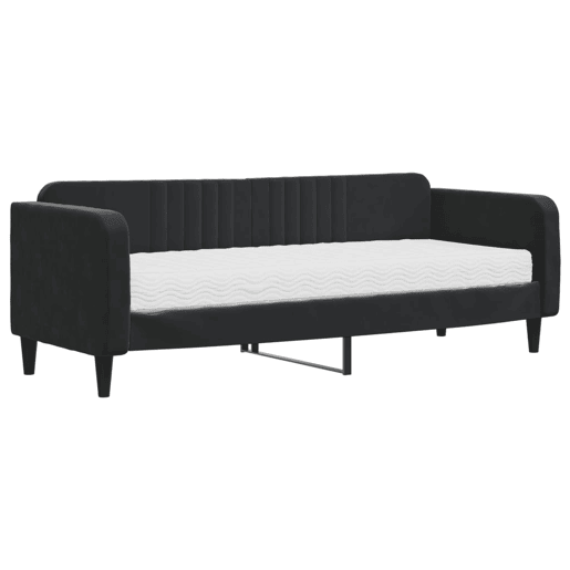 Sofá-cama, Sofá conversível com colchão 80x200 cm veludo preto