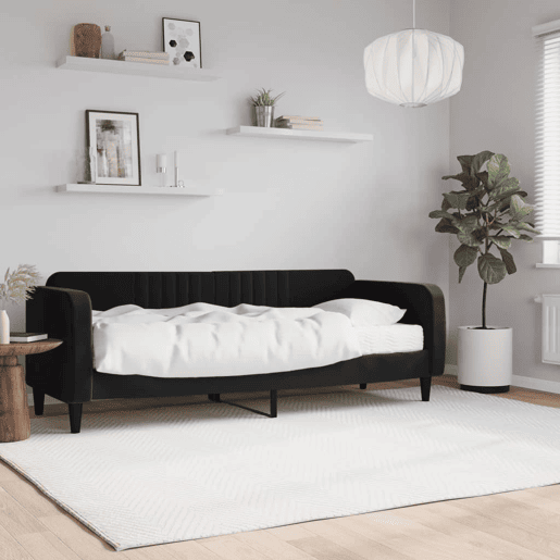 Sofá-cama, Sofá conversível com colchão 80x200 cm veludo preto