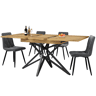 Conjunto de sala de jantar 120160×68 cm - Mesa extensível com 4 cadeiras de veludo cinza escuro - Nogueira