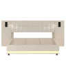 Cama estofada 180x200 cm - Com faixa LED, cabeceira com spot, USB - Bege