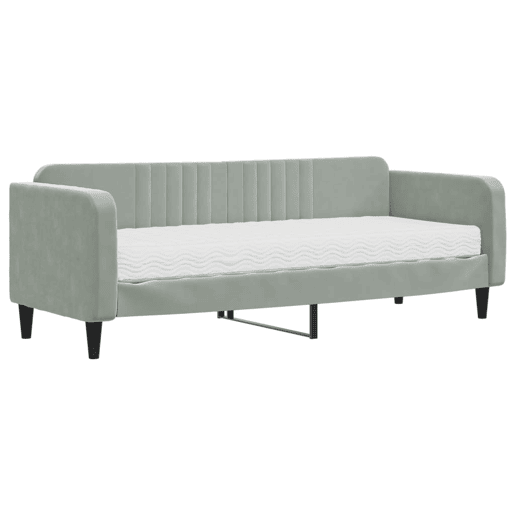 Sofá-cama, Sofá conversível com colchão 80x200 cm veludo cinzento-claro
