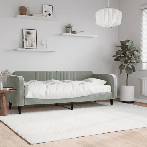 Sofá-cama, Sofá conversível com colchão 80x200 cm veludo cinzento-claro