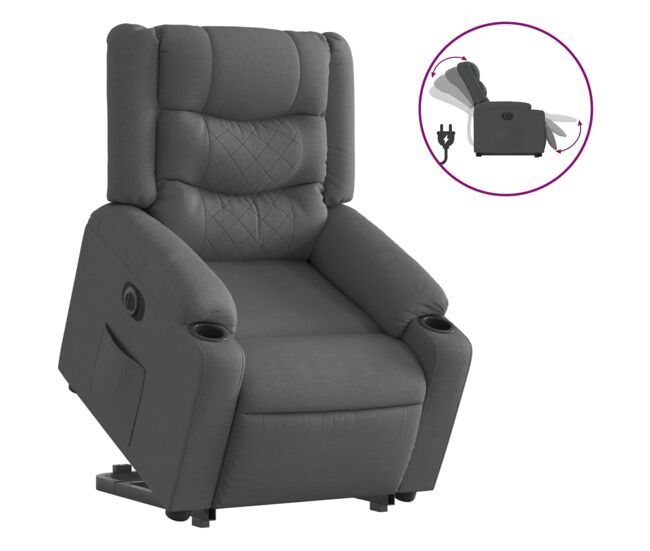 Sillón eléctrico reclinable elevable - sillón relax de tela gris oscuro