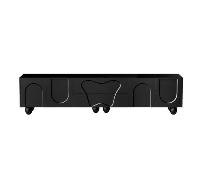 Mueble tv 180 cm - minimalista, elegante con patas de madera - negro