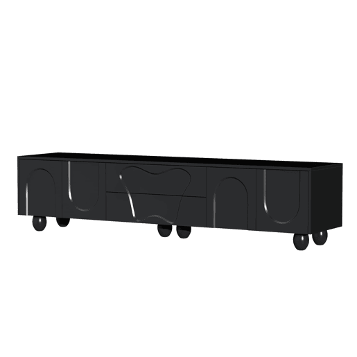 Móvel de TV 180 cm - Minimalista, elegante com pés de madeira - Preto