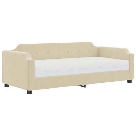 Sofá-cama, Sofá conversível com colchão 80x200 cm tecido cor creme Sofá-cama, Sofá conversível com colchão 80x200 cm tecido cor creme