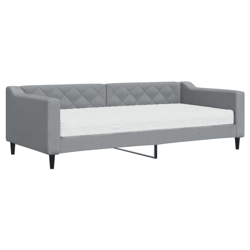 Sofá-cama, Sofá conversível com colchão 90x200 cm tecido cinzento-claro