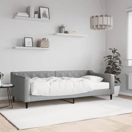 Sofá-cama, Sofá conversível com colchão 90x200 cm tecido cinzento-claro