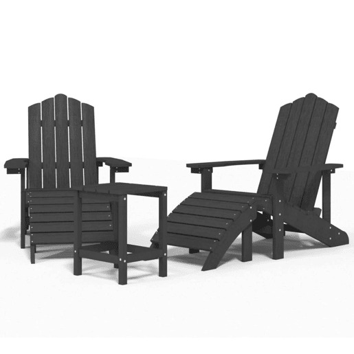 Cadeiras jardim - Cadeiras exterior Adirondack c apoio de pésmesa PEAD antracite