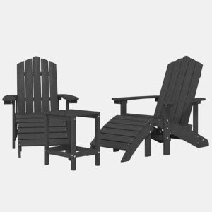 Cadeiras jardim - Cadeiras exterior Adirondack c apoio de pésmesa PEAD antracite