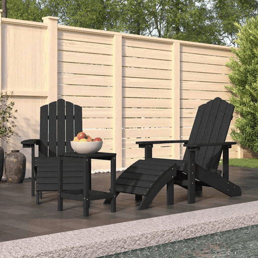 Cadeiras jardim - Cadeiras exterior Adirondack c apoio de pésmesa PEAD antracite