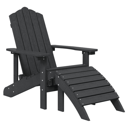 Cadeiras jardim - Cadeiras exterior Adirondack c apoio de pésmesa PEAD antracite