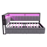 Sofá-cama 90x200 cm - Com cama extraível, iluminação LED, portas USB e Tipo-C - Cinza escuro