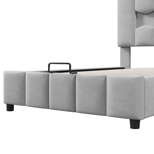 Cama estofada 90x200 cm - LED, hidráulica, cabeceira ajustável, sem colchão - Cinza
