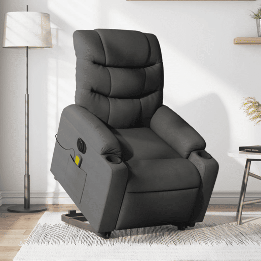 Poltrona elétrica elevatória massagens - Poltrona relax tecido cinzento-escuro
