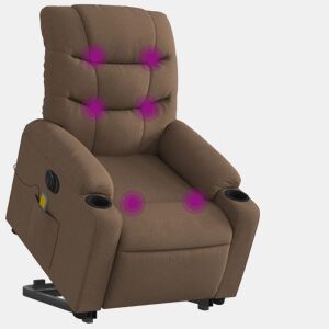 Poltrona elétrica elevatória massagens - Poltrona relax tecido castanho