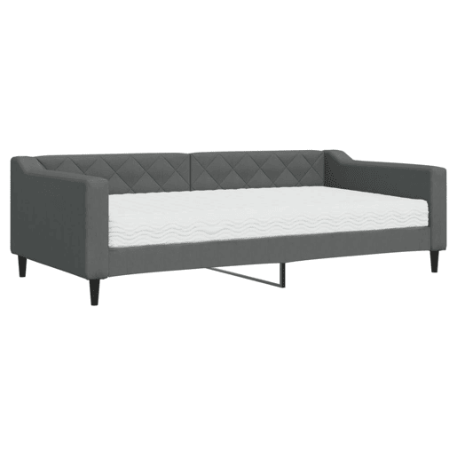 Sofá-cama, Sofá conversível com colchão 100x200 cm tecido cinzento-escuro