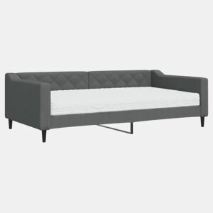 Sofá-cama, Sofá conversível com colchão 100x200 cm tecido cinzento-escuro