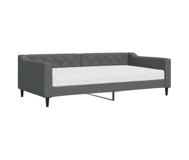 Sofá cama - sofá convertible con colchón tela gris oscuro 100x200 cm