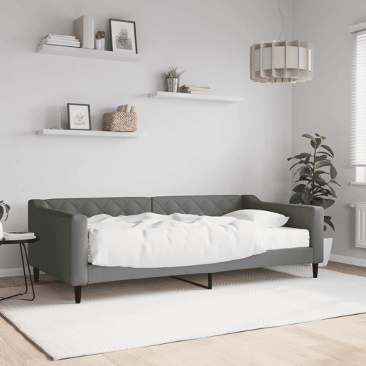 Sofá-cama, Sofá conversível com colchão 100x200 cm tecido cinzento-escuro