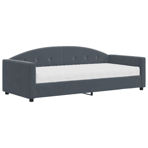 Sofá-cama, Sofá conversível com colchão 90x190 cm veludo cinzento-escuro