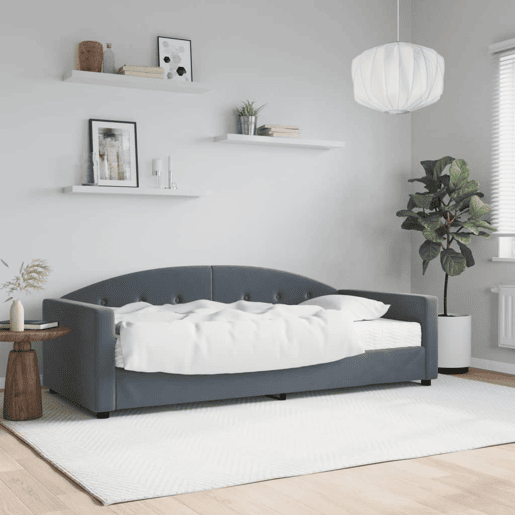 Sofá-cama, Sofá conversível com colchão 90x190 cm veludo cinzento-escuro