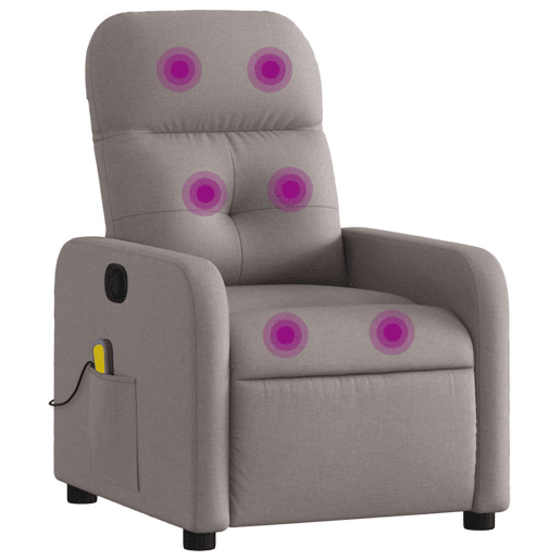 Poltrona de massagens reclinável - Poltrona relax tecido cinzento-acastanhado