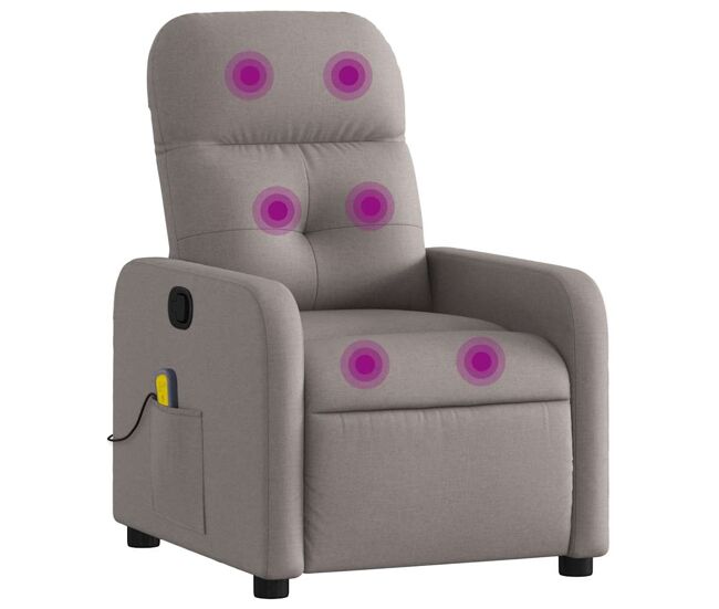 Sillón de masaje reclinable - sillón relax de tela gris taupé