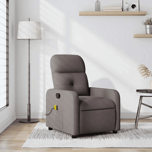 Poltrona de massagens reclinável - Poltrona relax tecido cinzento-acastanhado