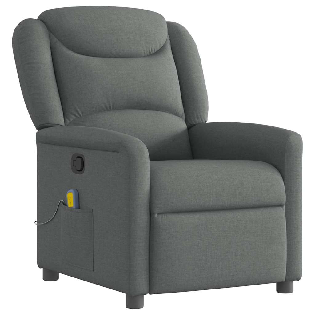 Sillón de masaje reclinable - sillón relax de tela gris oscuro