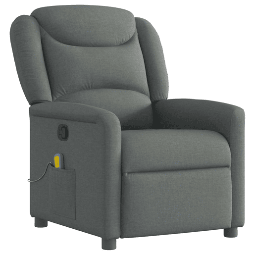 Poltrona de massagens reclinável - Poltrona relax tecido cinzento-escuro
