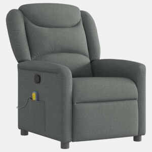 Poltrona de massagens reclinável - Poltrona relax tecido cinzento-escuro
