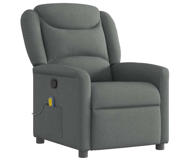 Sillón de masaje reclinable - sillón relax de tela gris oscuro