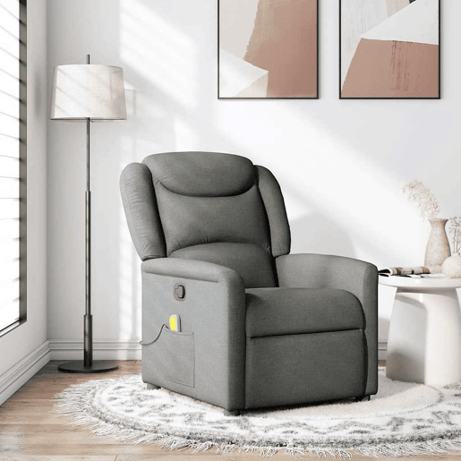 Poltrona de massagens reclinável - Poltrona relax tecido cinzento-escuro
