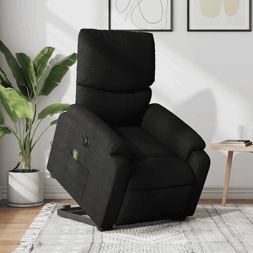 Poltrona elétrica elevatória massagens - Poltrona relax tecido preto