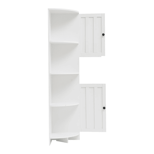 Armário de canto 104x35x155 cm - Vitrine com 3 portas e 2 gavetas, 14 compartimentos - Branco