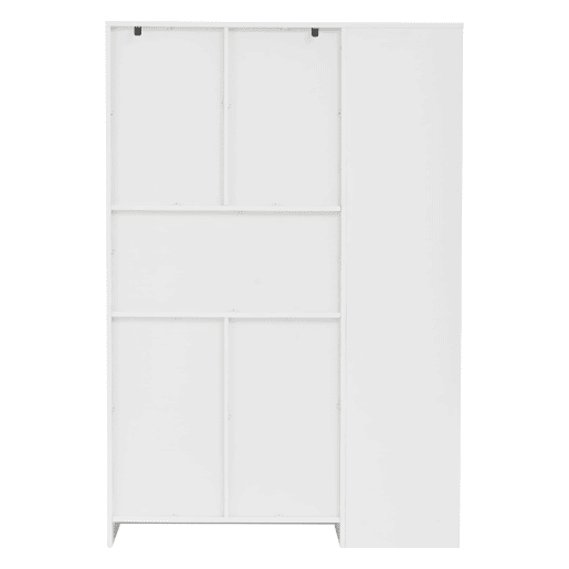Armário de canto 104x35x155 cm - Vitrine com 3 portas e 2 gavetas, 14 compartimentos - Branco