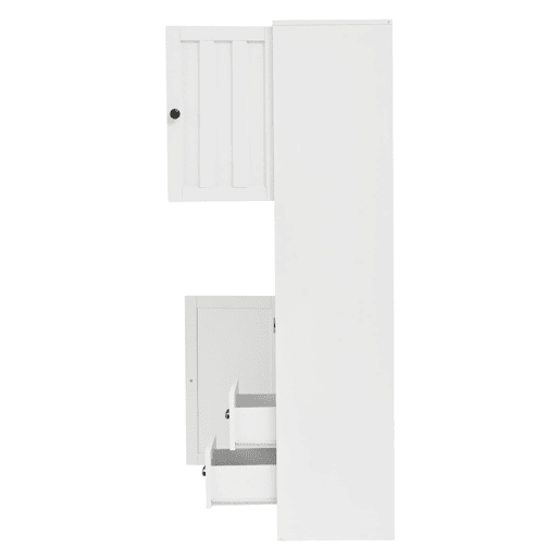 Armário de canto 104x35x155 cm - Vitrine com 3 portas e 2 gavetas, 14 compartimentos - Branco