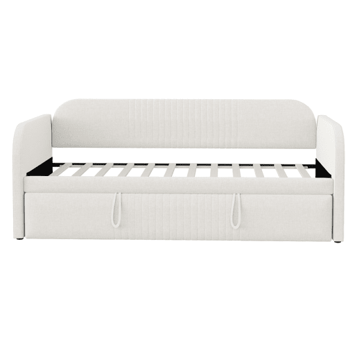 Sofá-cama extensível 90180*190 cm - Com riscas verticais, com estrado, multifuncional - Bege