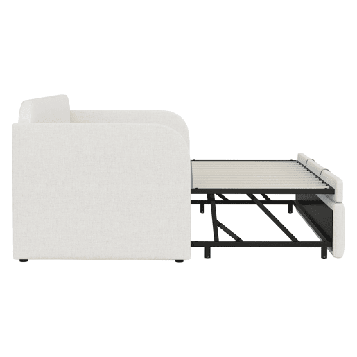 Sofá-cama extensível 90180*190 cm - Com riscas verticais, com estrado, multifuncional - Bege