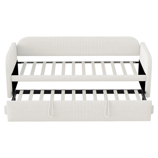 Sofá-cama extensível 90180*190 cm - Com riscas verticais, com estrado, multifuncional - Bege