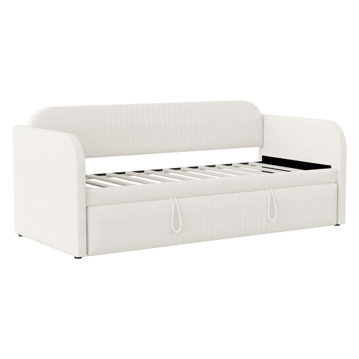 Sofá-cama extensível 90180*190 cm - Com riscas verticais, com estrado, multifuncional - Bege