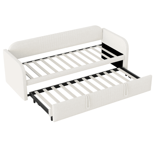 Sofá-cama extensível 90180*190 cm - Com riscas verticais, com estrado, multifuncional - Bege