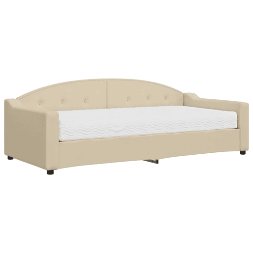 Sofá-cama, Sofá conversível com colchão 90x200 cm tecido cor creme