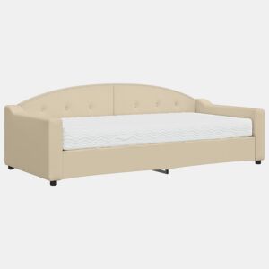 Sofá-cama, Sofá conversível com colchão 90x200 cm tecido cor creme